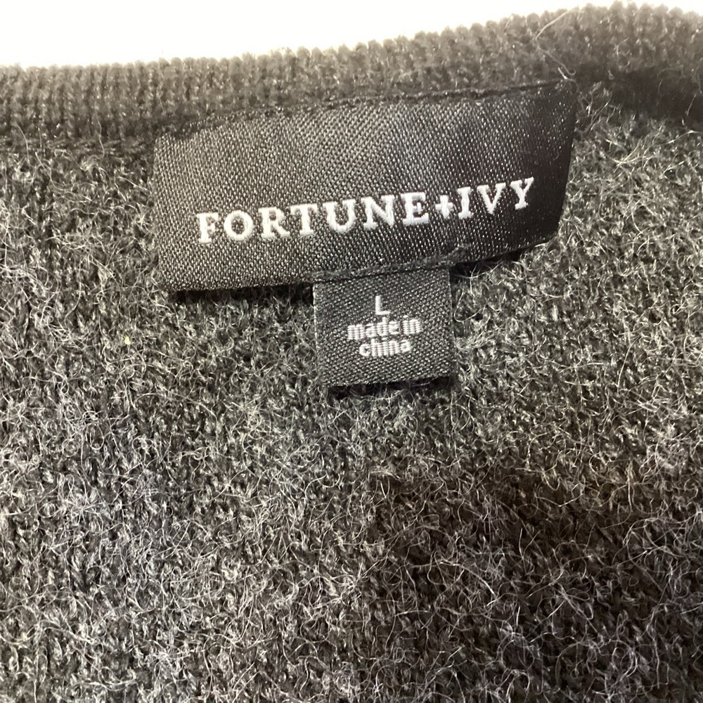 NWOT Fortune+Ivy Animal Print Longline Cardigan Sweater L Gray Black - Picture 3 of 8